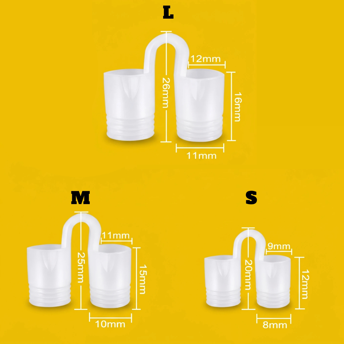 Silicone Tube Nosevent size guide for Small, Medium and Large